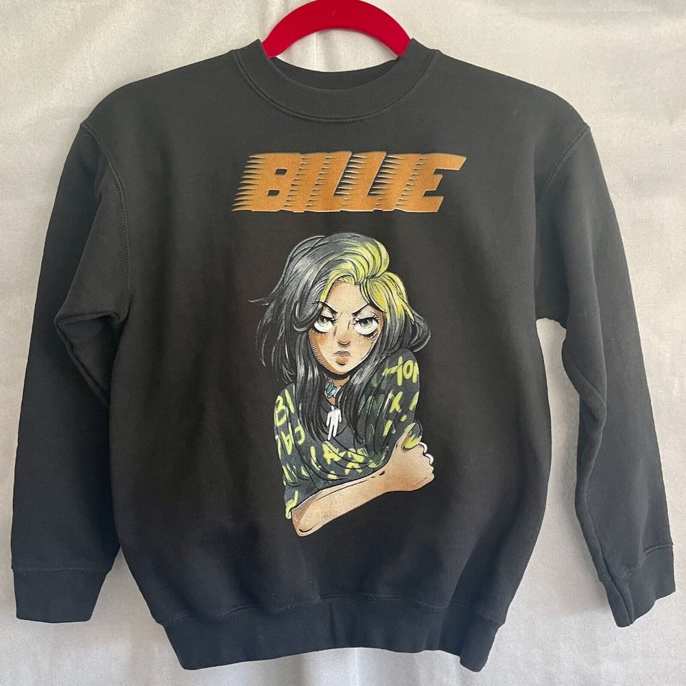 Billie Eilish Extra Small XS Black Anime Sweatshirt Pullover Crewneck